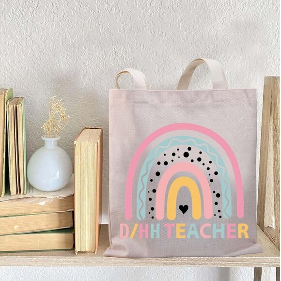 Deaf Education Tote Bag Canvas D/HH Teacher Gift ASL SPED Travel - Picture 3 of 7